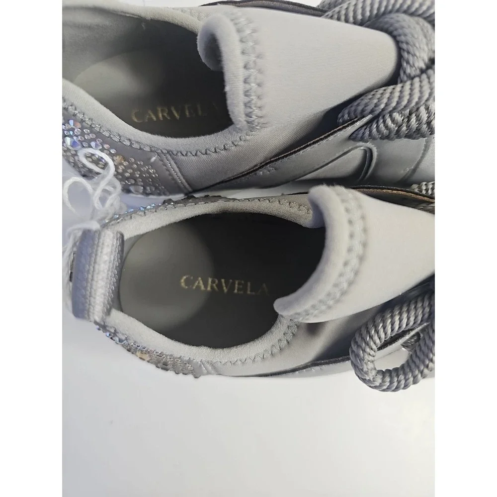 Carvela Women's Lament Bling Embellished Sneakers  Gray Size 38.5 - Picture 3 of 10